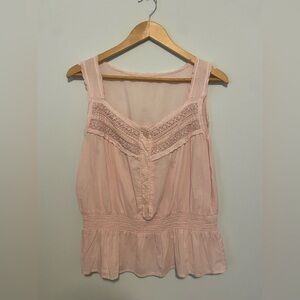 Pink Lace Trim Sleeveless Top